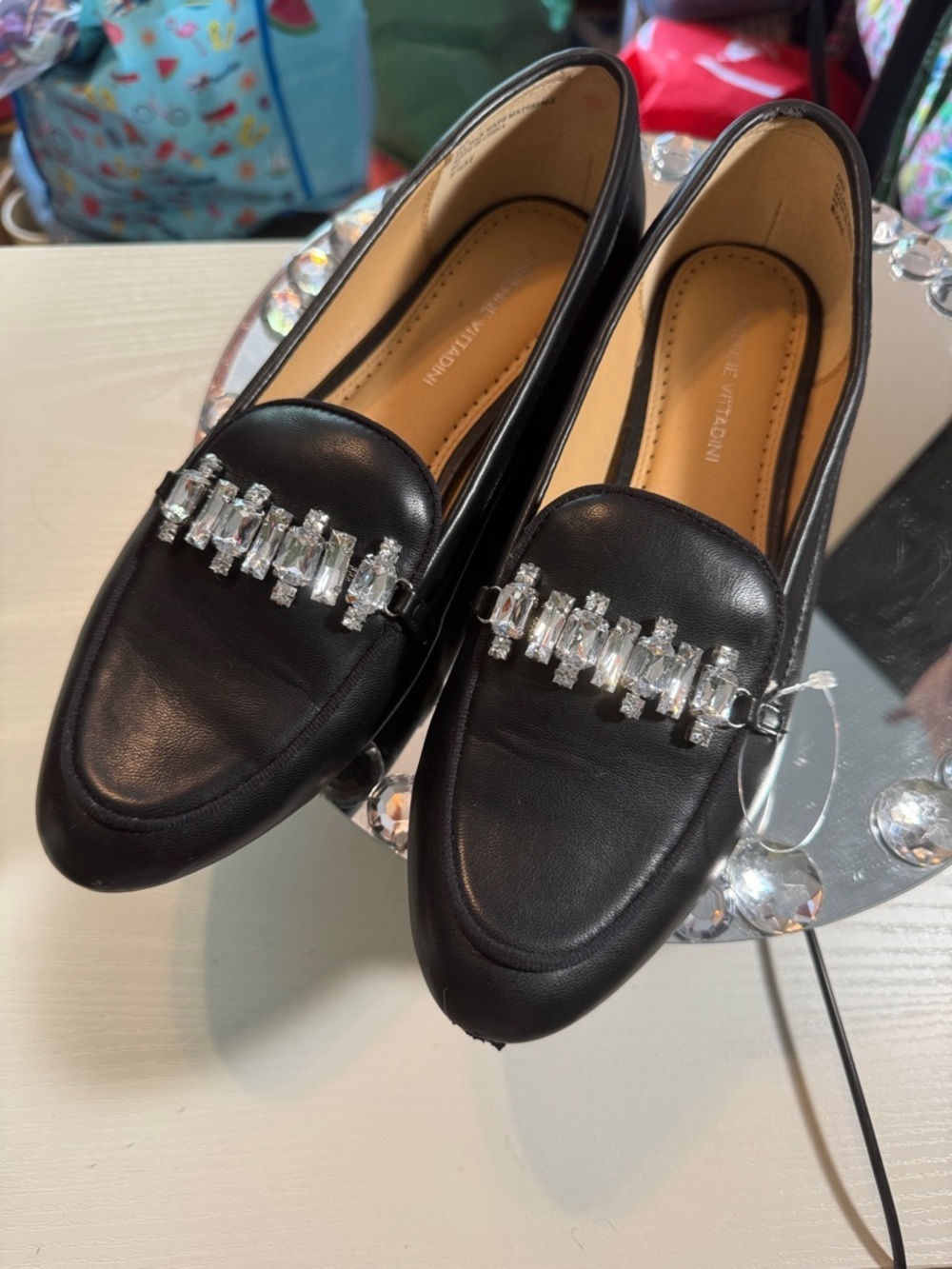 Adrienne Vittadini Women’s Black Loafers with Crystal Trim, NWOT - Picture 4 of 12